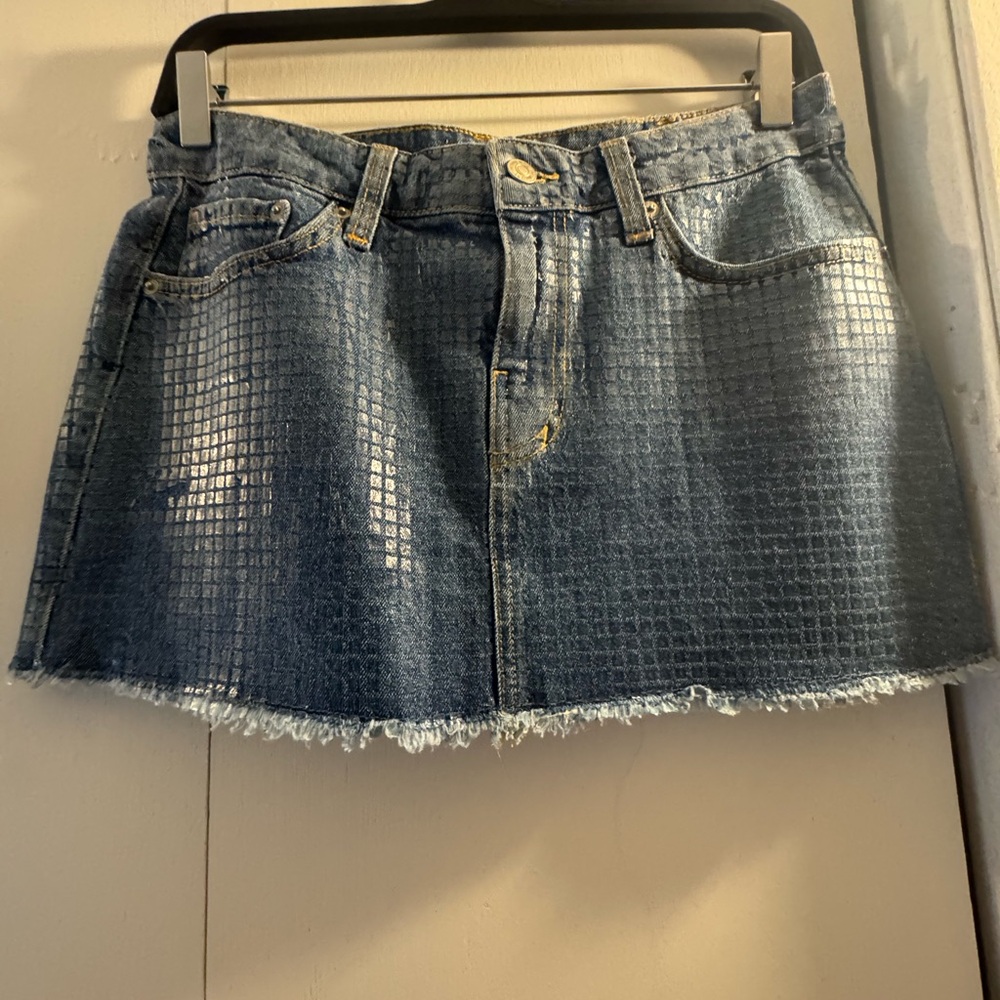 Blue and Gold Skater Mini Skirt for Night Out